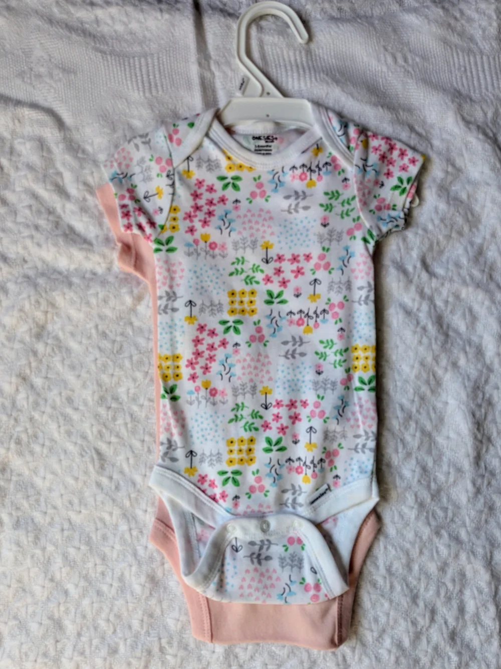 2 Piece Baby Girls' Pink And Floral Onesies